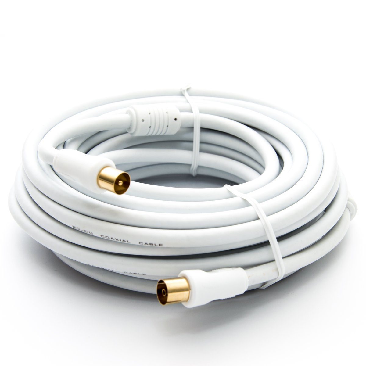 PremiumX 20m TV Antennenkabel IEC-Anschlusskabel mit Mantelstromfilter Weiß TV-Kabel