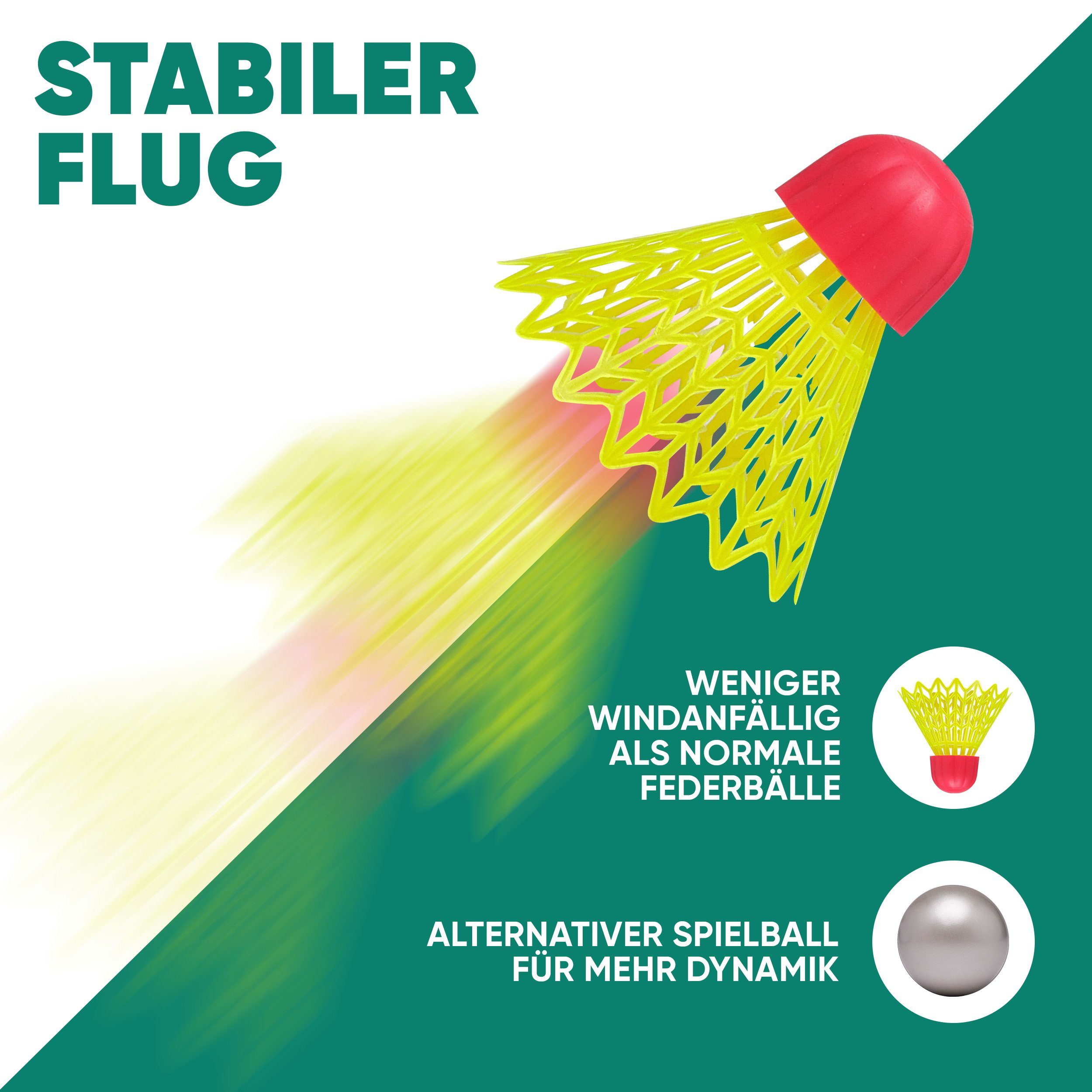 Apollo Speed-Badmintonschläger Badminton Schläger Set Kinder Speed Pro, (Set, inkl. Tragetasche, Federbällen, Schaumball und Hütchen), inkl. Tragetasche, Federbällen, Schaumball und Hütchen