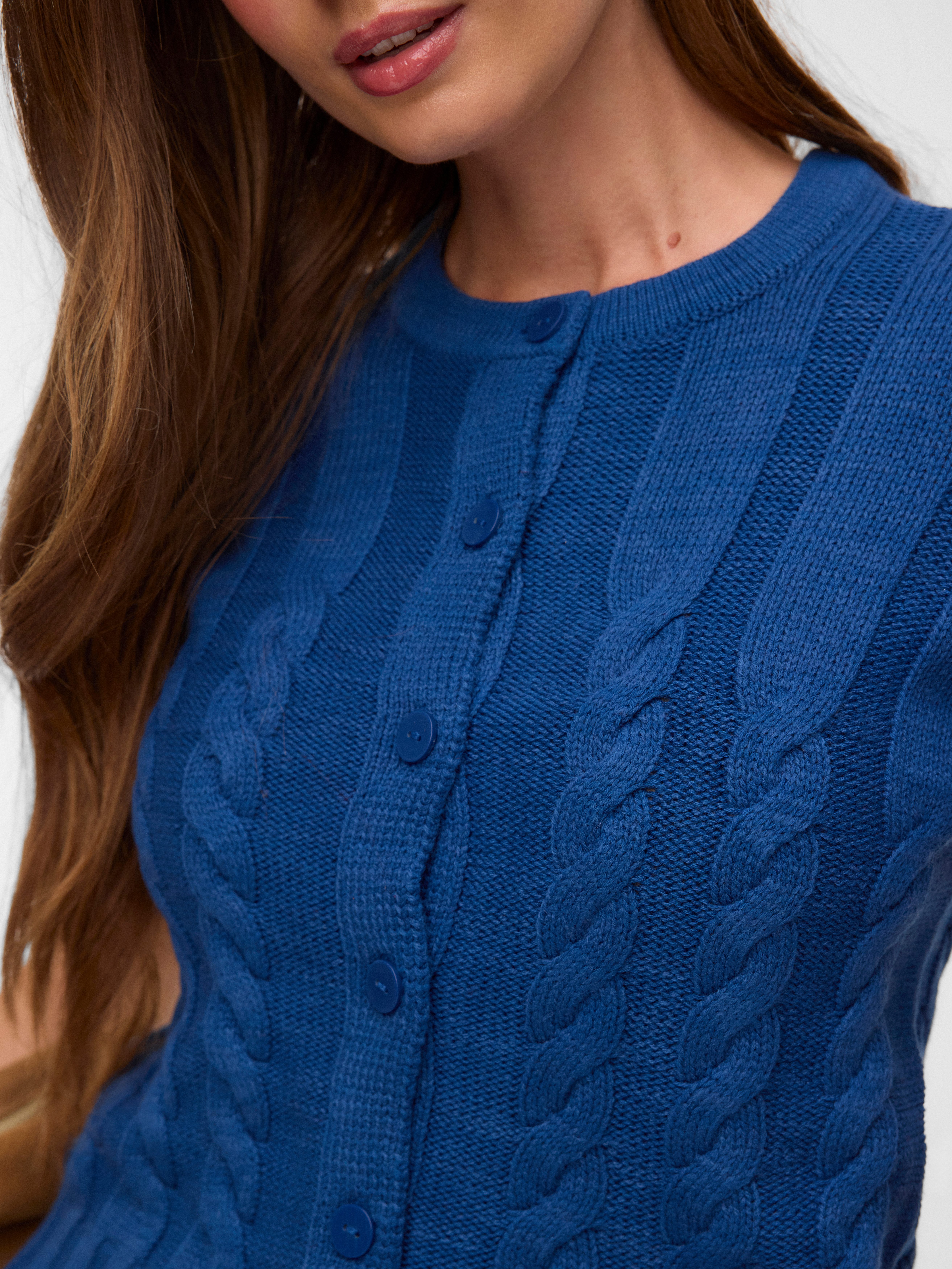 Vero Moda Strickjacke VMORIANE 2-4 O-NECK CARDIGAN Baumwollmischung, regular fit, Zopfstrickmuster
