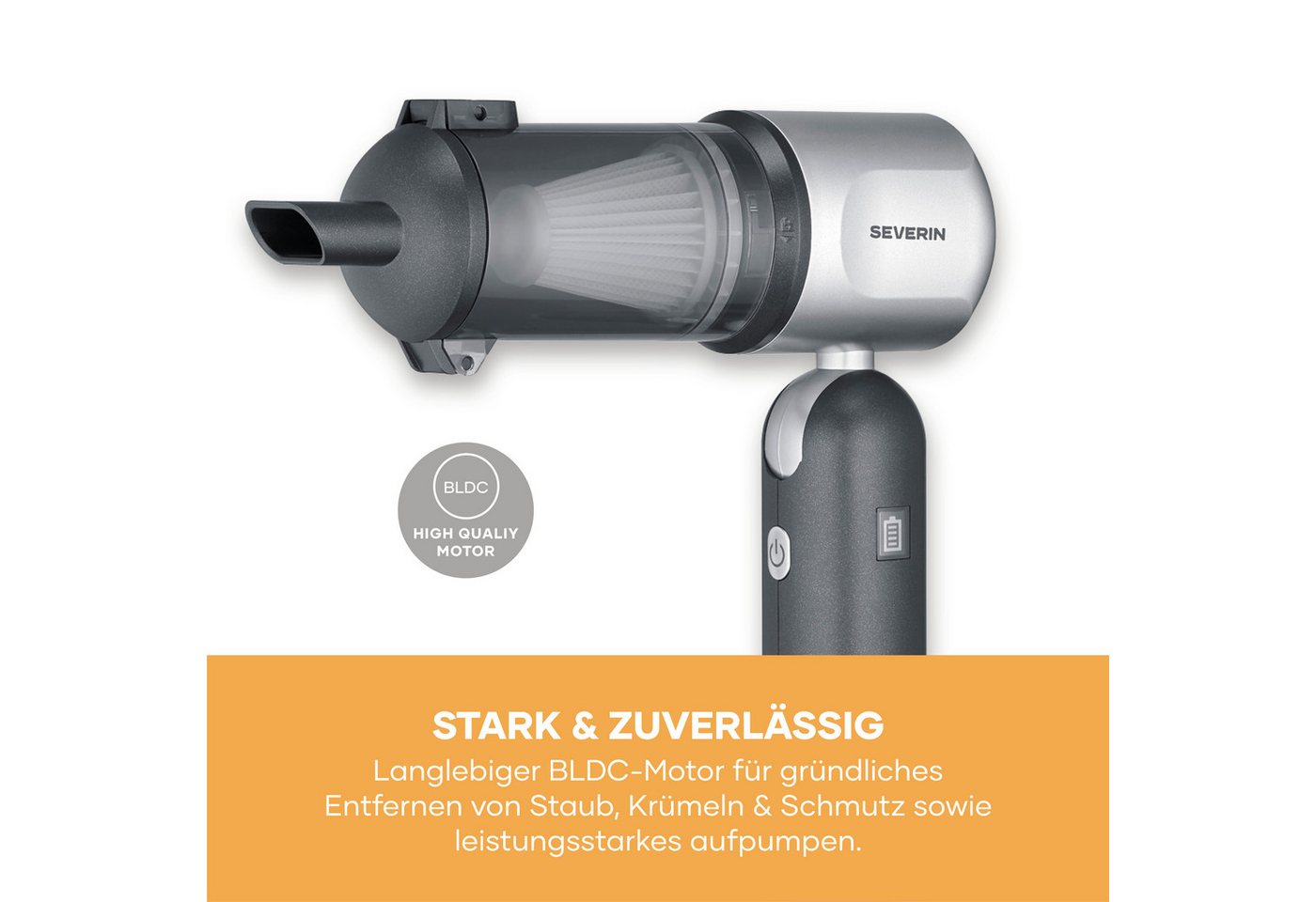 Severin Akku-Handstaubsauger S-Power DuoBoost, HV 7149, 120 W, 3-in-1, Luftbläser & Aufpumper, 17000Pa, kabellos, 120W, anthrazit