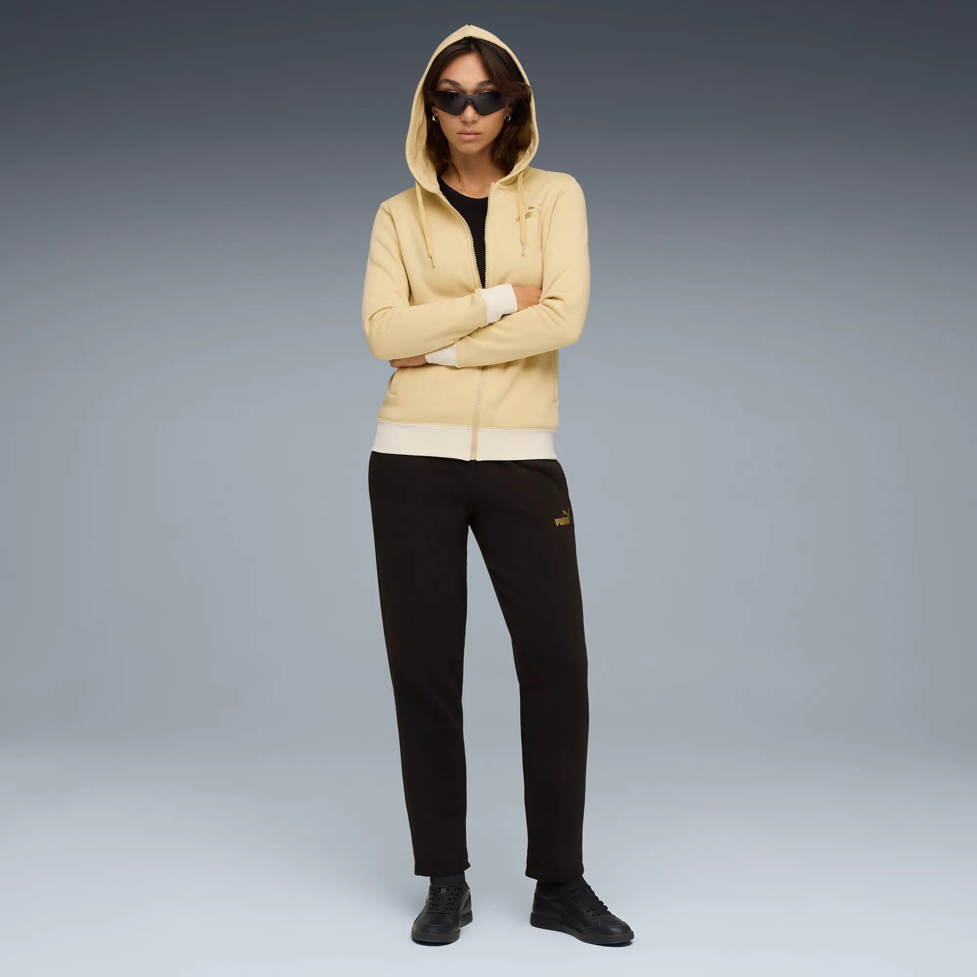 PUMA Trainingsanzug Puma Damen Trainingsanzug Metallic Hooded Sweat Suit Fleece 688161
