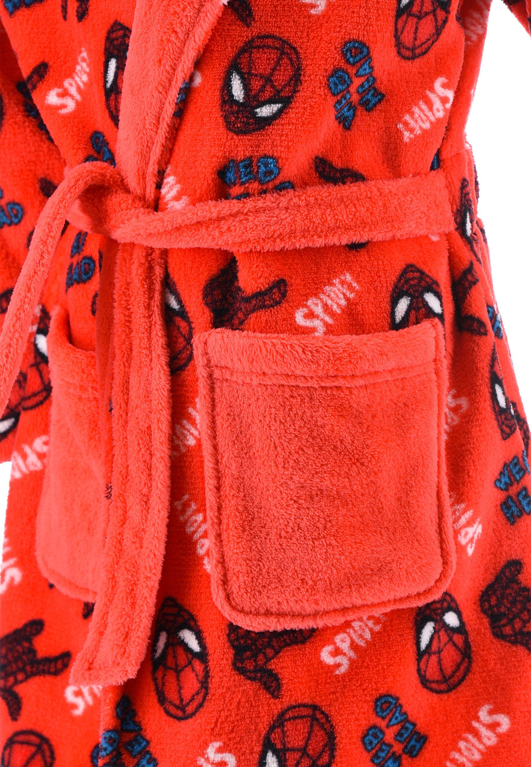 Spiderman Kinderbademantel Jungen Bademantel langarm Morgenmantel