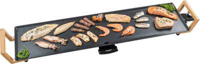 bestron Tischgrill Asia Lounge, 1800 W, Teppanyaki Grillplatte XXL im Asia Design, mit Bambus-Griffen