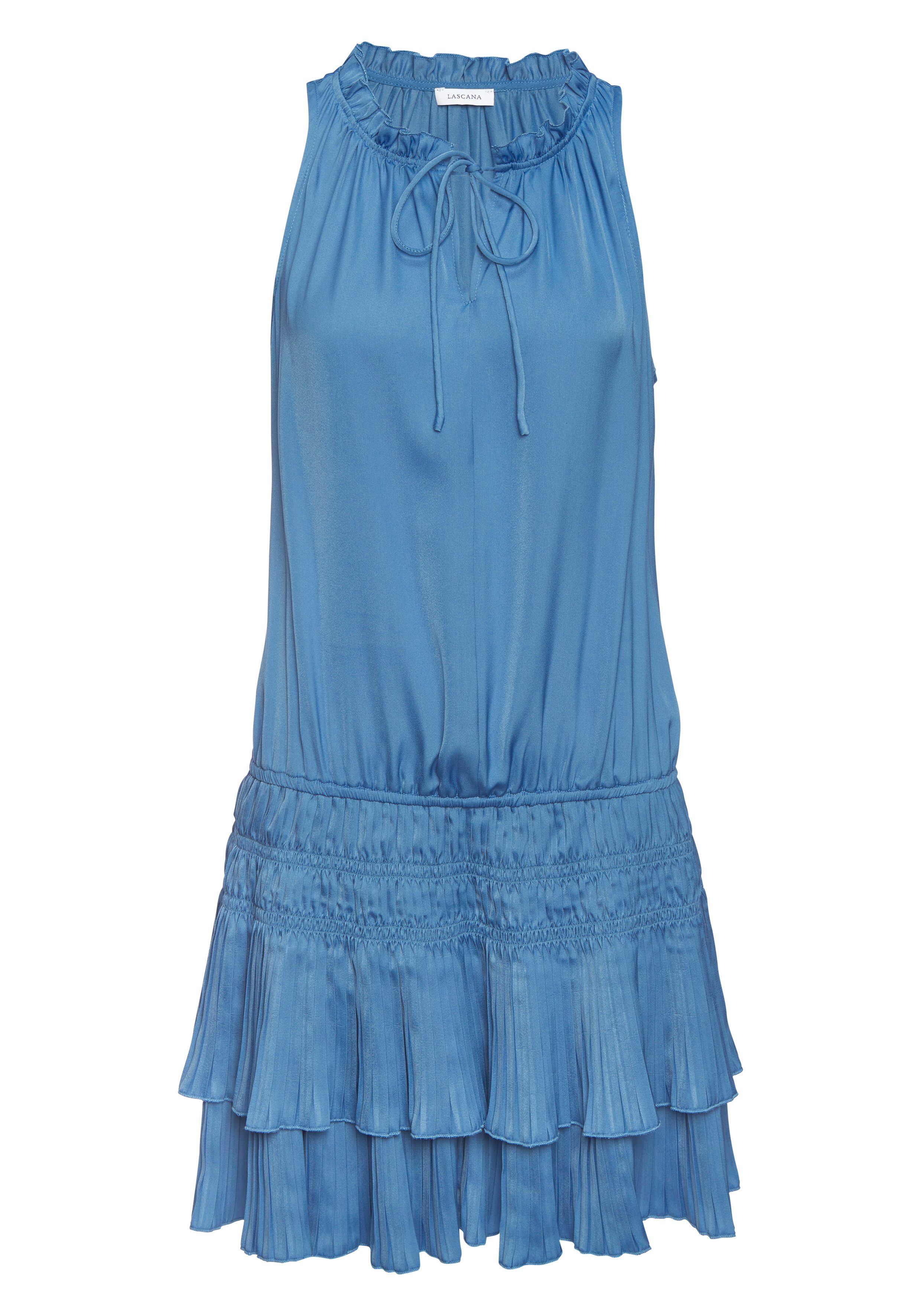 Sommerkleid aus weich fließender Satinqualität mit Rüschendetails