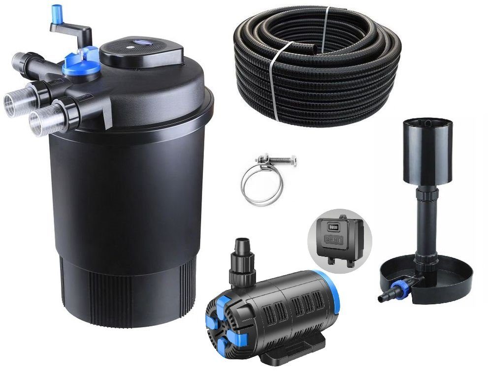 Aquaone Teichfilter AquaOne Teich Filteranlage Set Nr.48 CPF 30000 Druckfilter 37-180W regelbare Eco Teichpumpe Teichgröße bis 60000l Teichschlauch