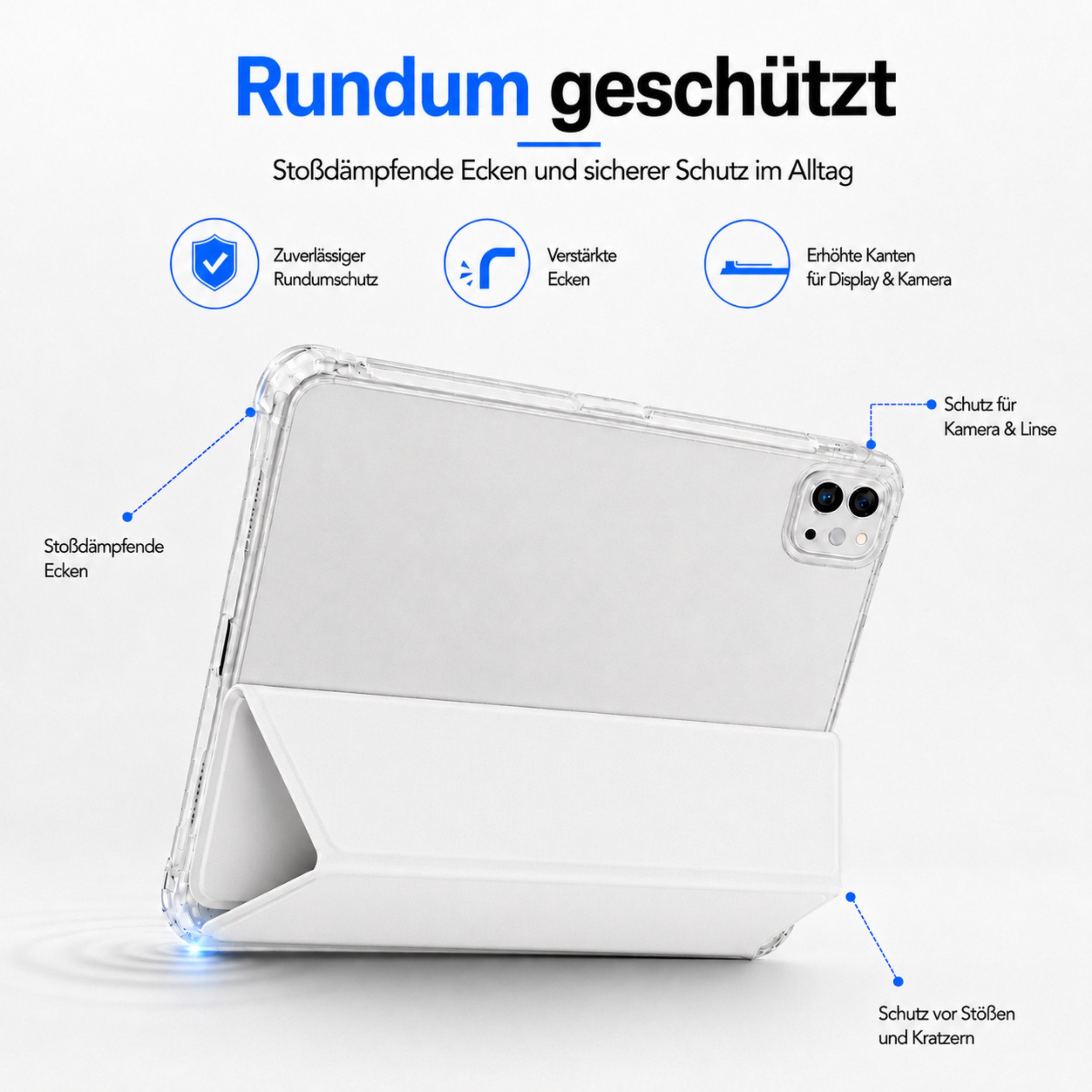 PlugUp Tablet-Hülle iPad Pro 11 Zoll (M5/M4) 2025/2024 mit Stifthalter 11 Zoll, iPad Pro Hülle mit Stifthalter, dünn & transparente Rückseite – Bild 5 von 5