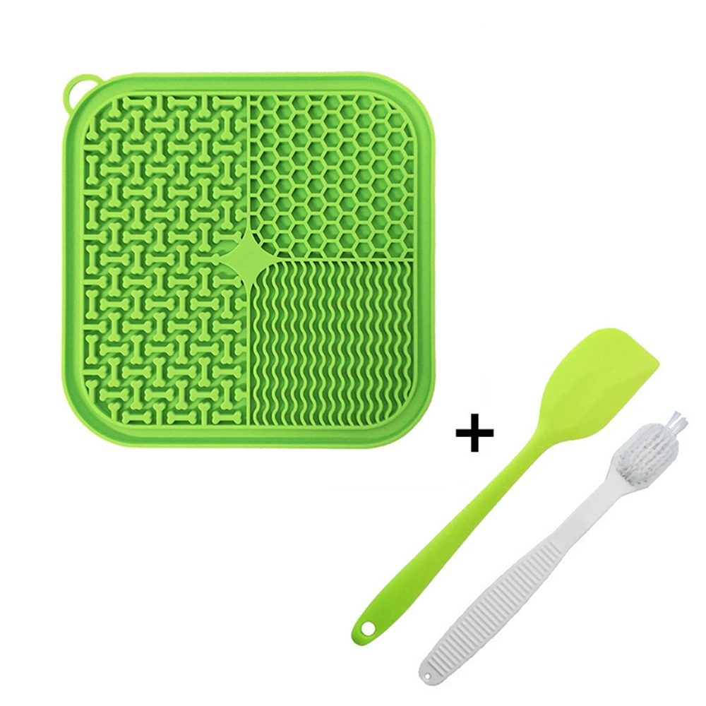 Ledander Anti-Schlabber-Napf 3 Stück Schleckmatte Hund mit Spatel und Bürste, Silikon, Slow Feeder Hunde Leckmatte für Baden, Уход за шерстью,reduziert Stress