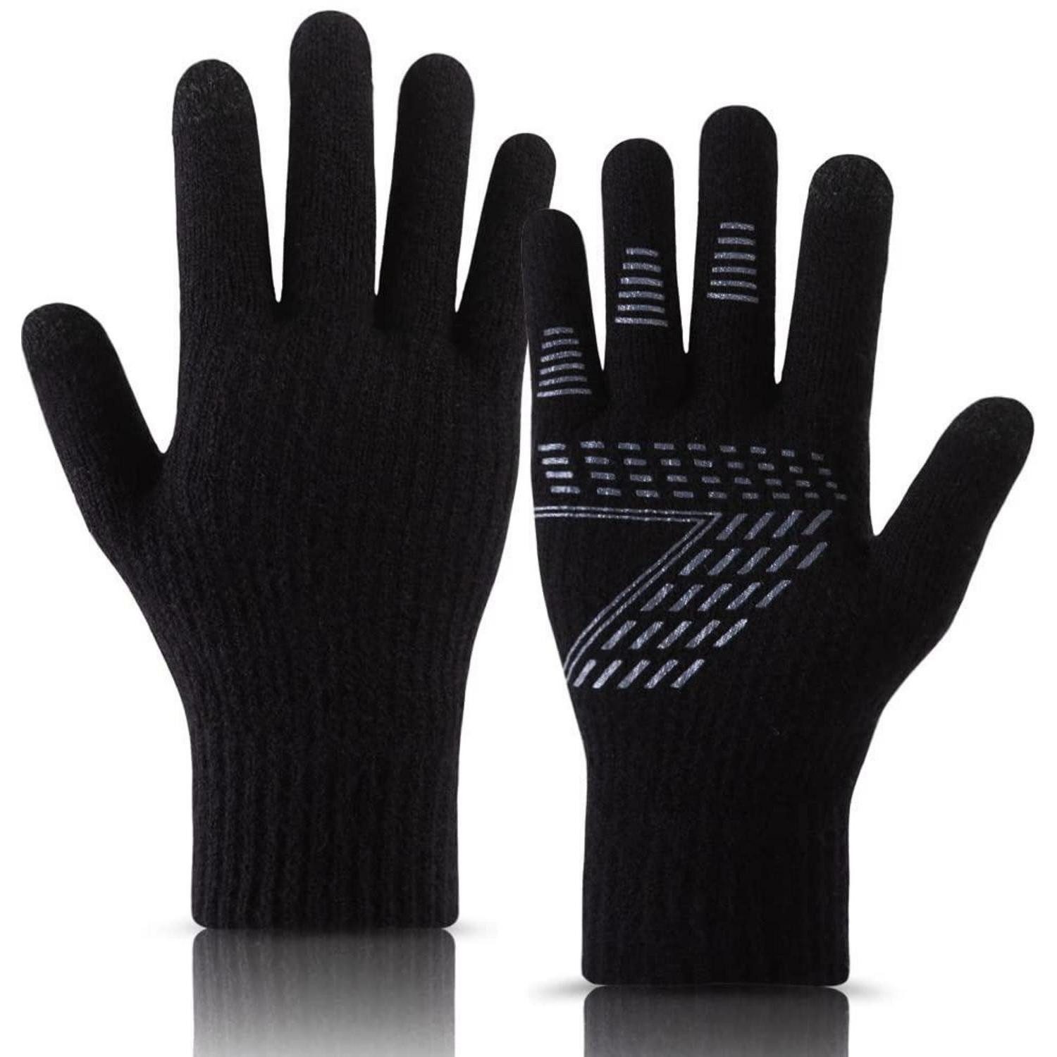 LuxusKollektion Strickhandschuhe Touchscreen-Handschuhe Schwarz Herren Damen Winter (1-St)