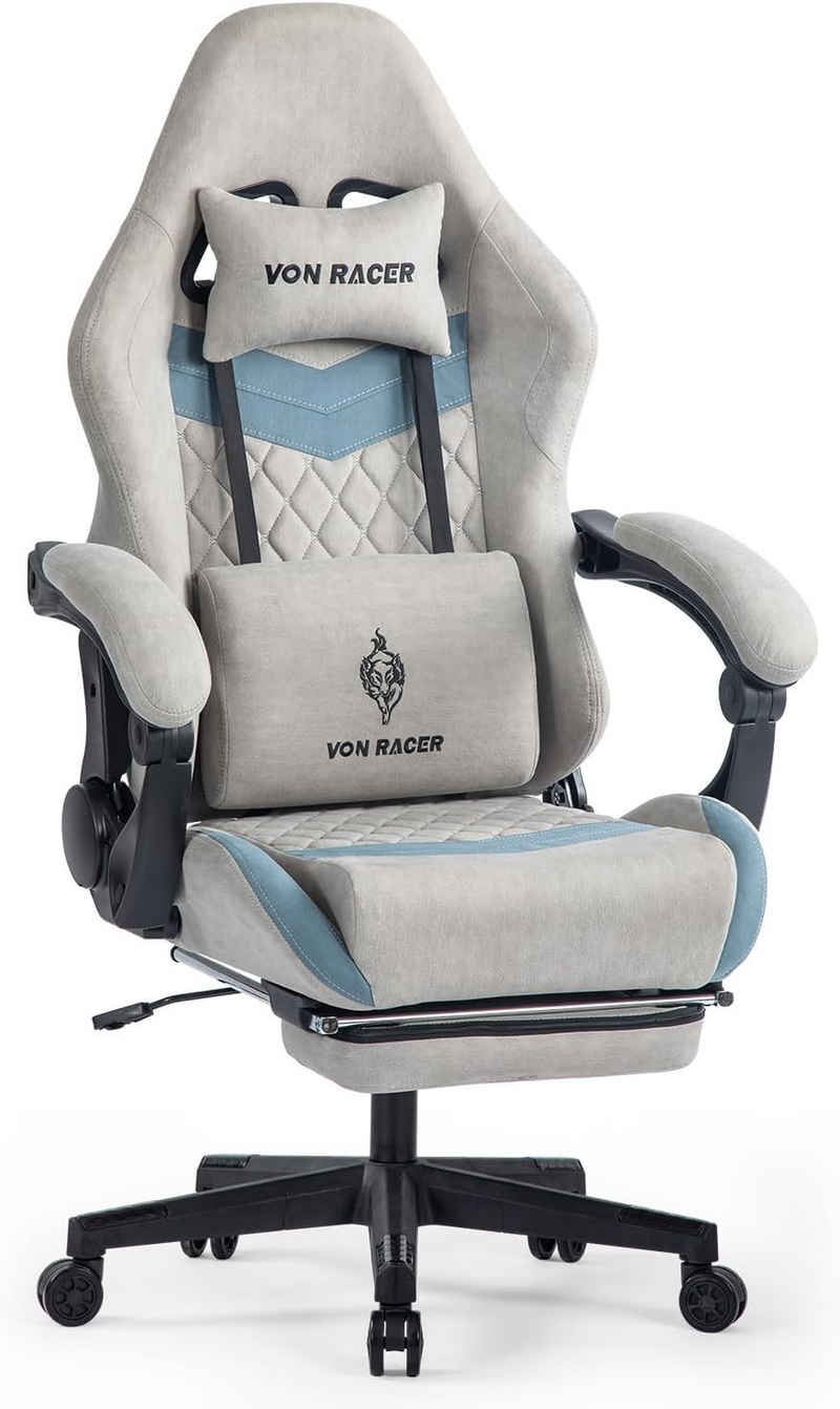 JOEAIS Gaming-Stuhl Gaming Chair Gaming Sessel pc Stuhl Ergonomischer Stuhl (mit Wippfunktion, Höhenverstellbar, Massage Lendenkissen, 155), mit Fußstützen 150 kg Belastbarkeit Massagefunktion