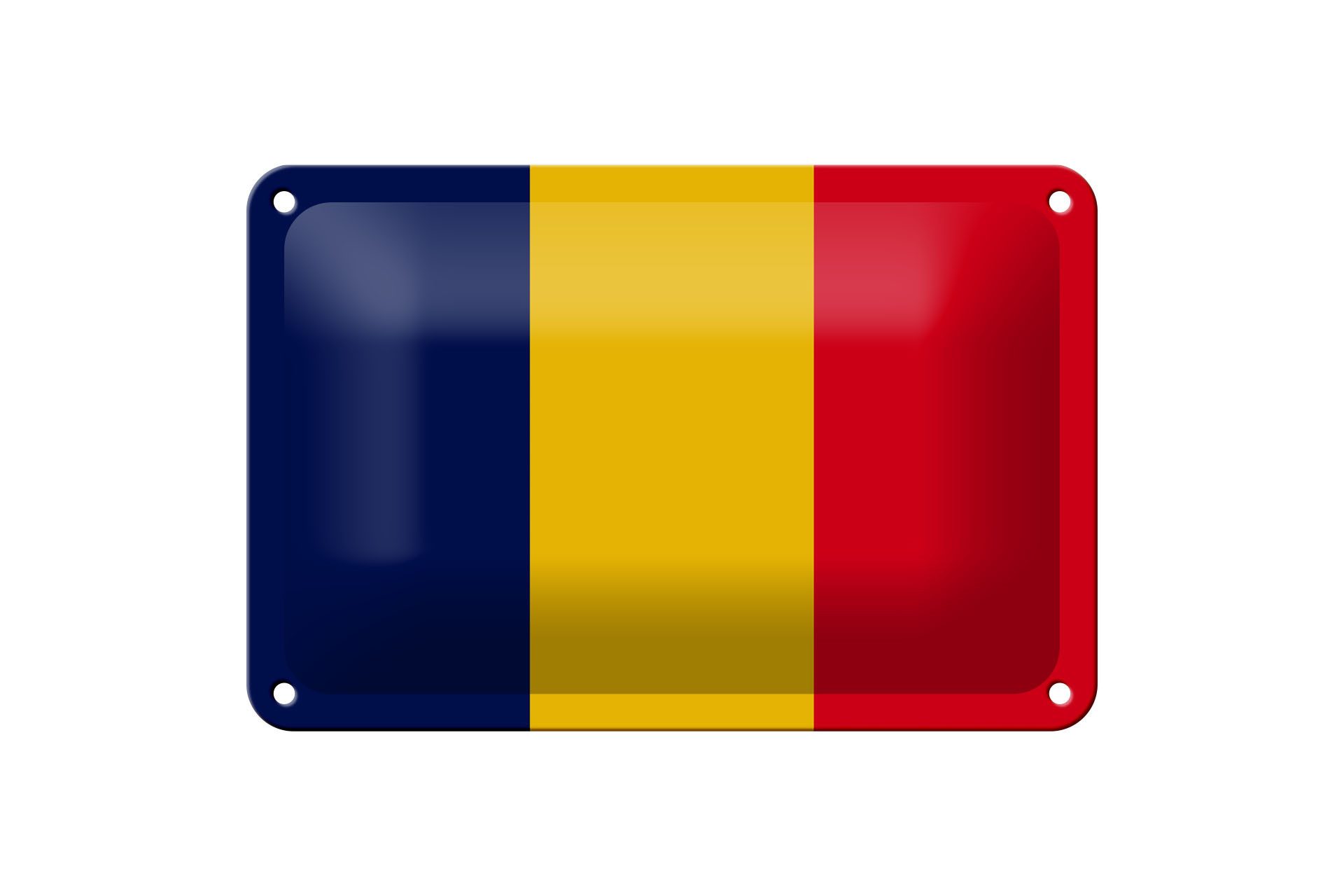 Femer GmbH Metallschild Flagge des Tschad 18x12cm Flag of Chad, (1 St), gewölbte Oberfläche, abgerundete Ecken, umgeschlagene Kanten