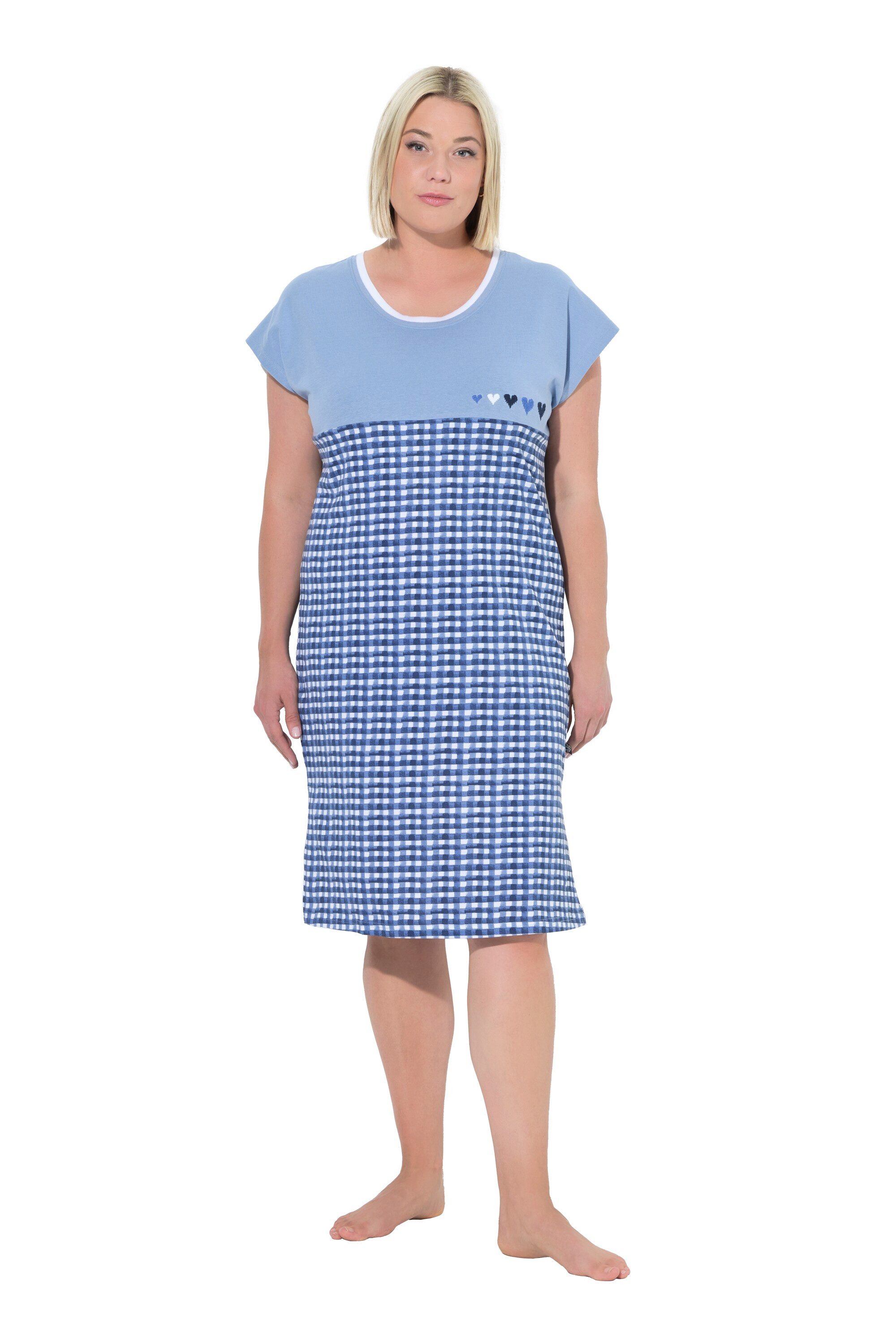 Ulla Popken Bigshirt Bigshirts 2er-Pack Karo/Herzen Rundhals Halbarm günstig online kaufen