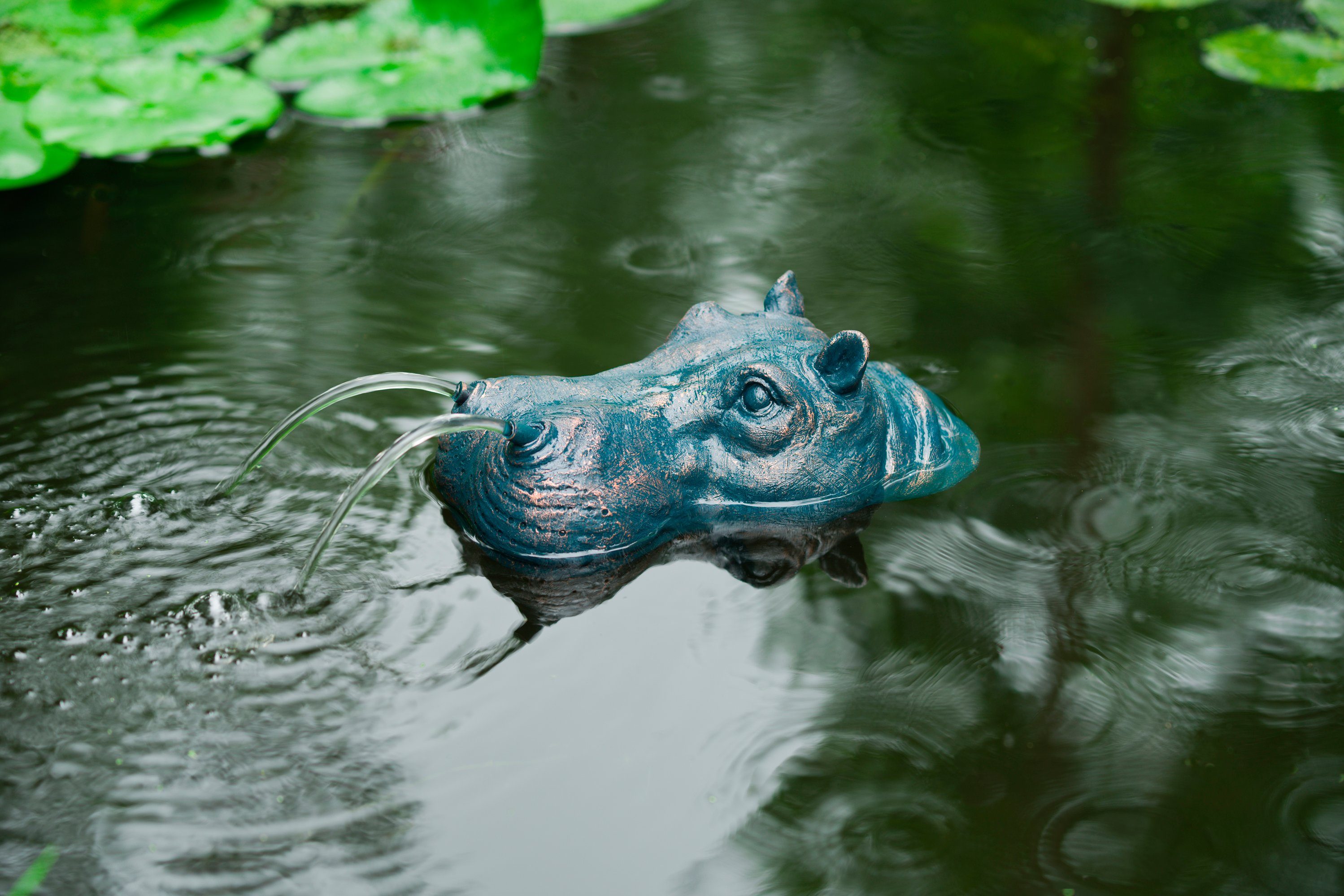 Ubbink Wasserspeier Hippo, Schwimmt auf dem Wasser, BxLxH: 15x28x11 cm