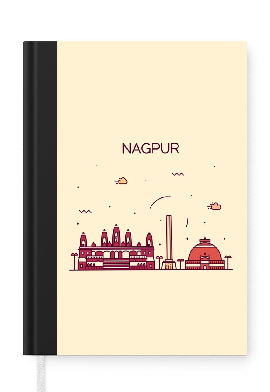 Seiten, - Skyline Journal, 98 Tagebuch, Nagpur, MuchoWow Notizheft, - Notizbuch Merkzettel, A5, Haushaltsbuch Indien