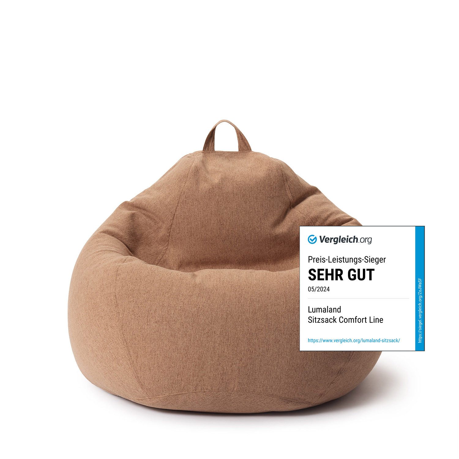 Lumaland Sitzsack Comfort Line, Indoor Beanbag 80x90x50cm mit anpassbaren EPS-Perlen, Weiches & Komfortables Bodenkissen, 185 L Volumen