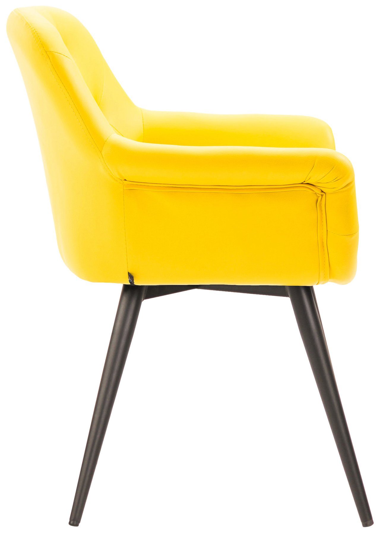Sitzfläche (Küchenstuhl TPFLiving schwarz Esstischstuhl Wohnzimmerstuhl), hochwertig - - - Gestell: gelb - gepolsterter Kunstleder Sitzfläche: Esszimmerstuhl Metall Lamfol Konferenzstuhl mit