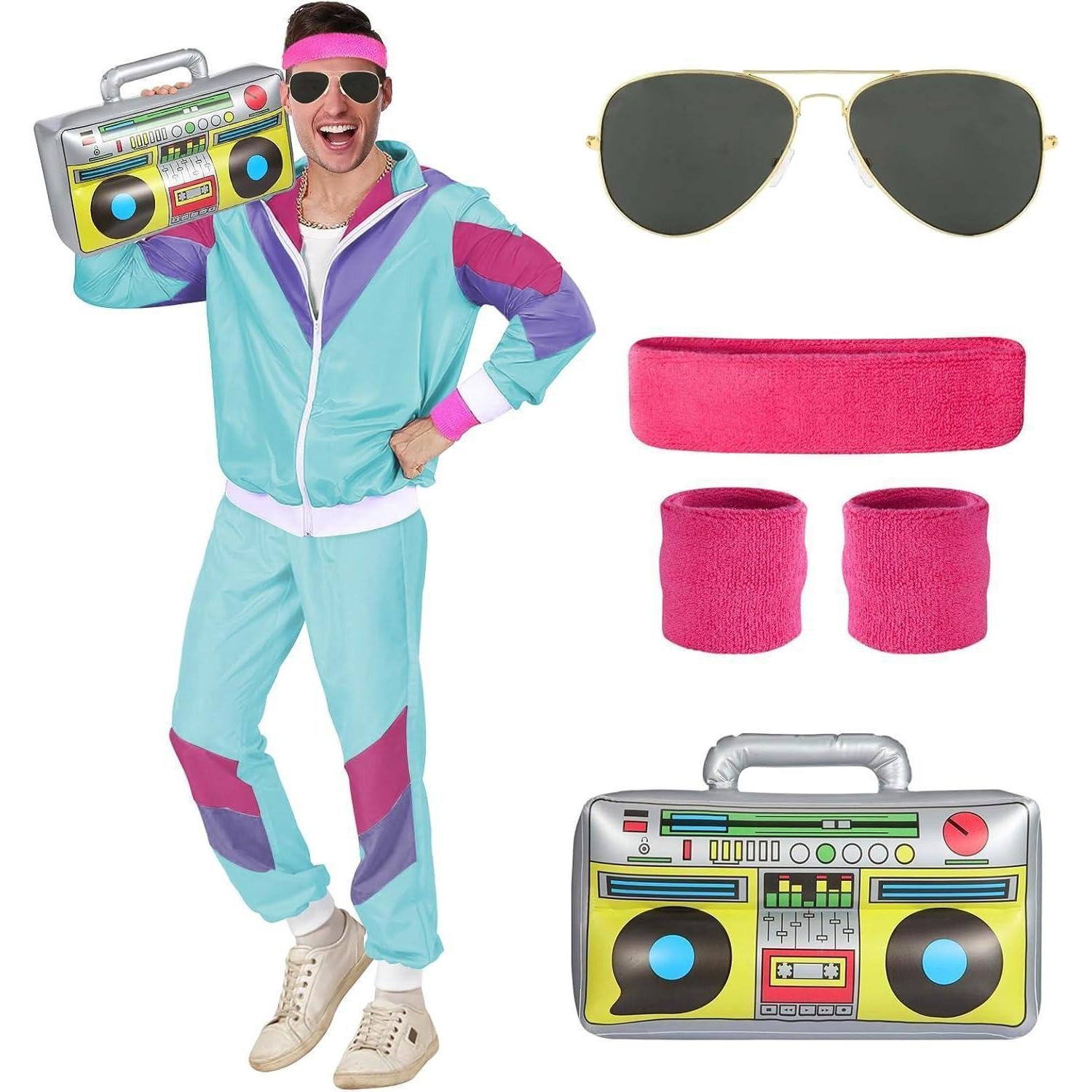 LuxusKollektion Partyanzug Outfit 80er 90er Herren Damen Trainingsanzug Kostüm Retro XL
