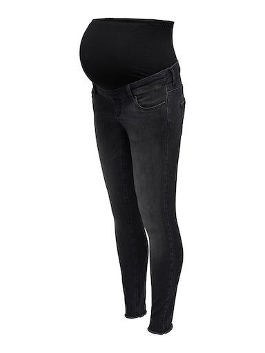 ONLY MATERNITY Umstandsjeans OLMBLUSH MID SK ANK RW DNM REABOX NOOS mit Destroyed Effekt