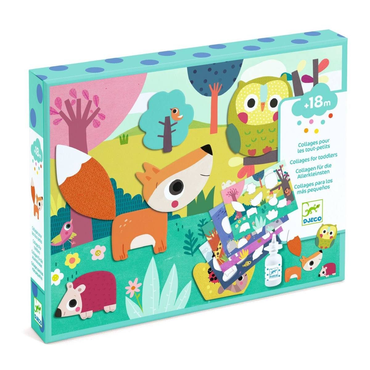 DJECO Kreativset Collagen Bastelpackung für Kinder ab 18 Monaten Collageset