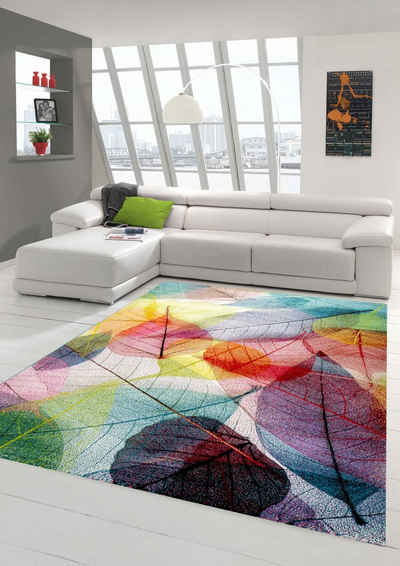 Teppich Teppich modern Teppich Wohnzimmer Laub bunt, Teppich-Traum, rechteckig, Höhe: 13 mm