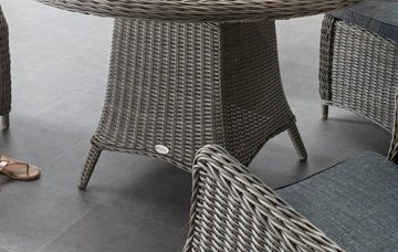 Destiny Garten-Essgruppe LUNA, (13-tlg), Polyrattan, 4 Sessel + 1 Tisch Ø 120x75 cm, inkl. Auflagen