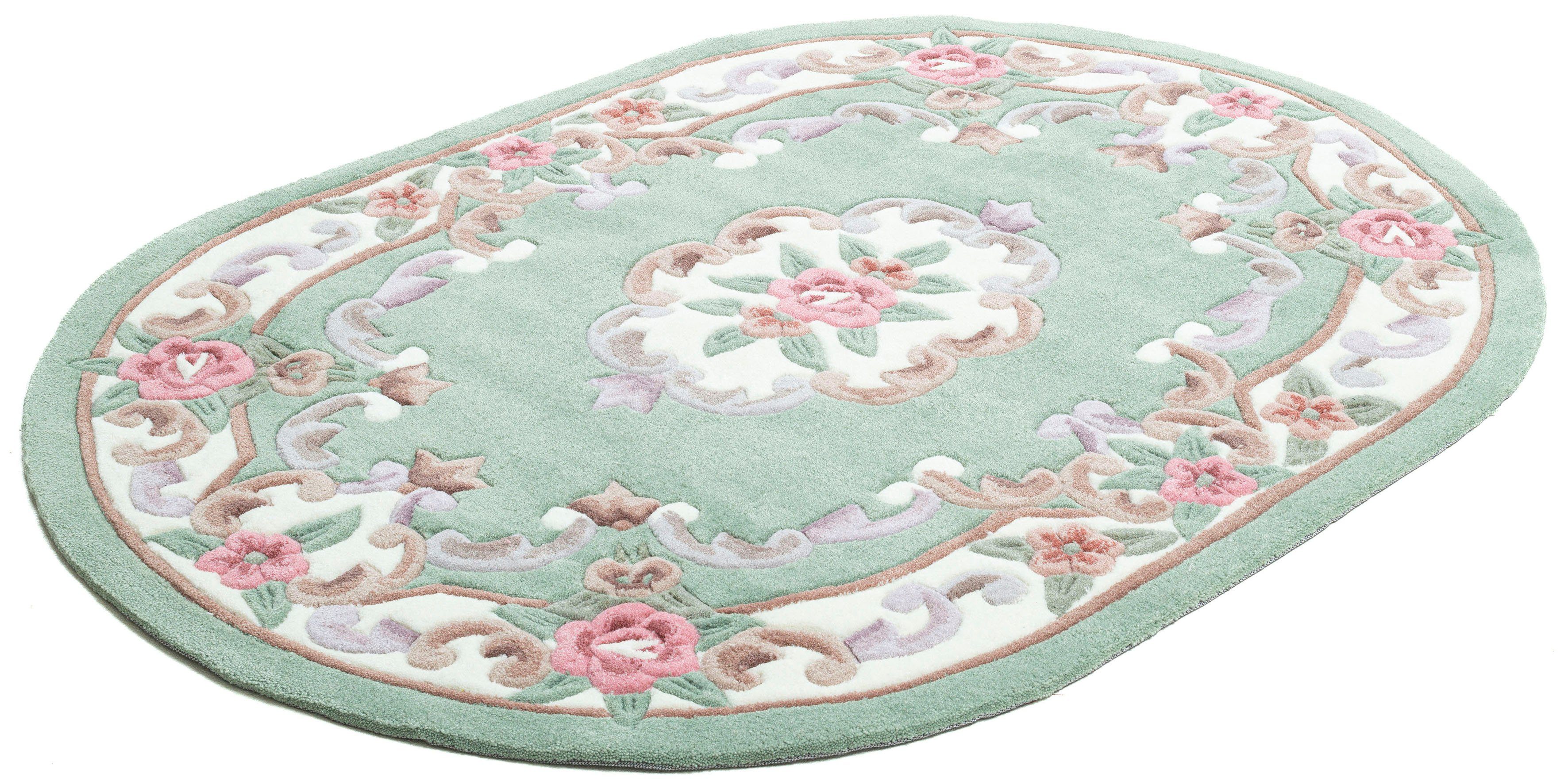 THEKO Teppich Ming, oval, Höhe: 14 mm, hochwertiges Acrylgarn, ideal im Wohnzimmer & Schlafzimmer