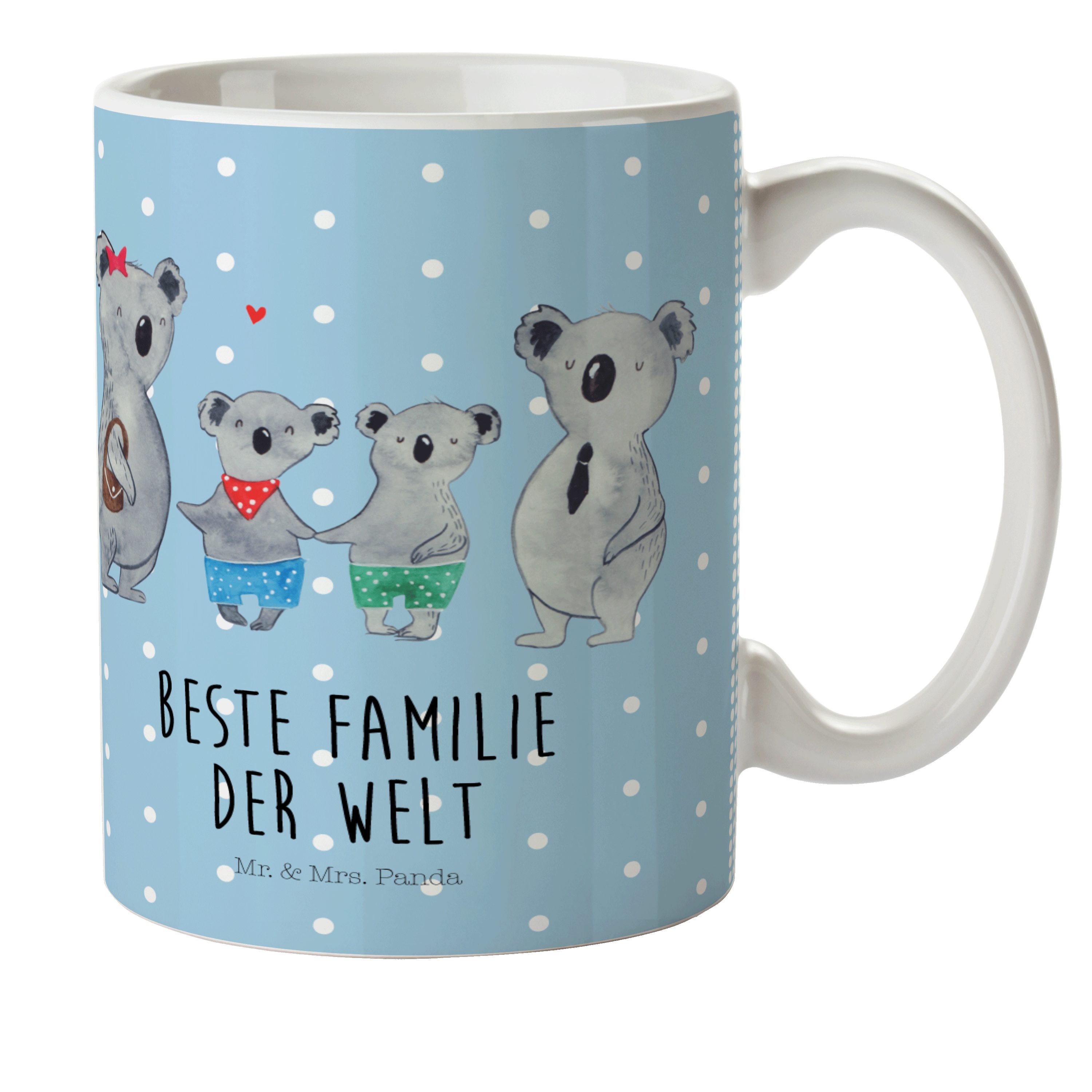 - Familie Pastell - Mrs. & zwei Koala Geschenk, Mr. Kinderbecher Panda Outdoorgeschirr, Kinder, Kunststoff Blau