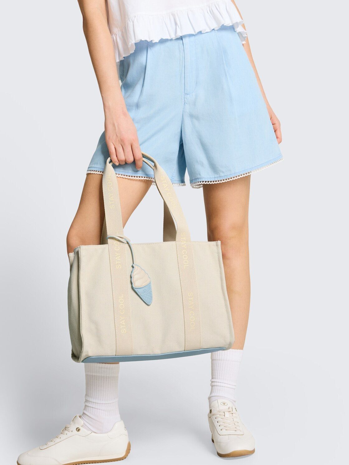 TOM TAILOR Denim Shopper Bags, TTAZURA L Shopper mit abnehmbarem Anhänger