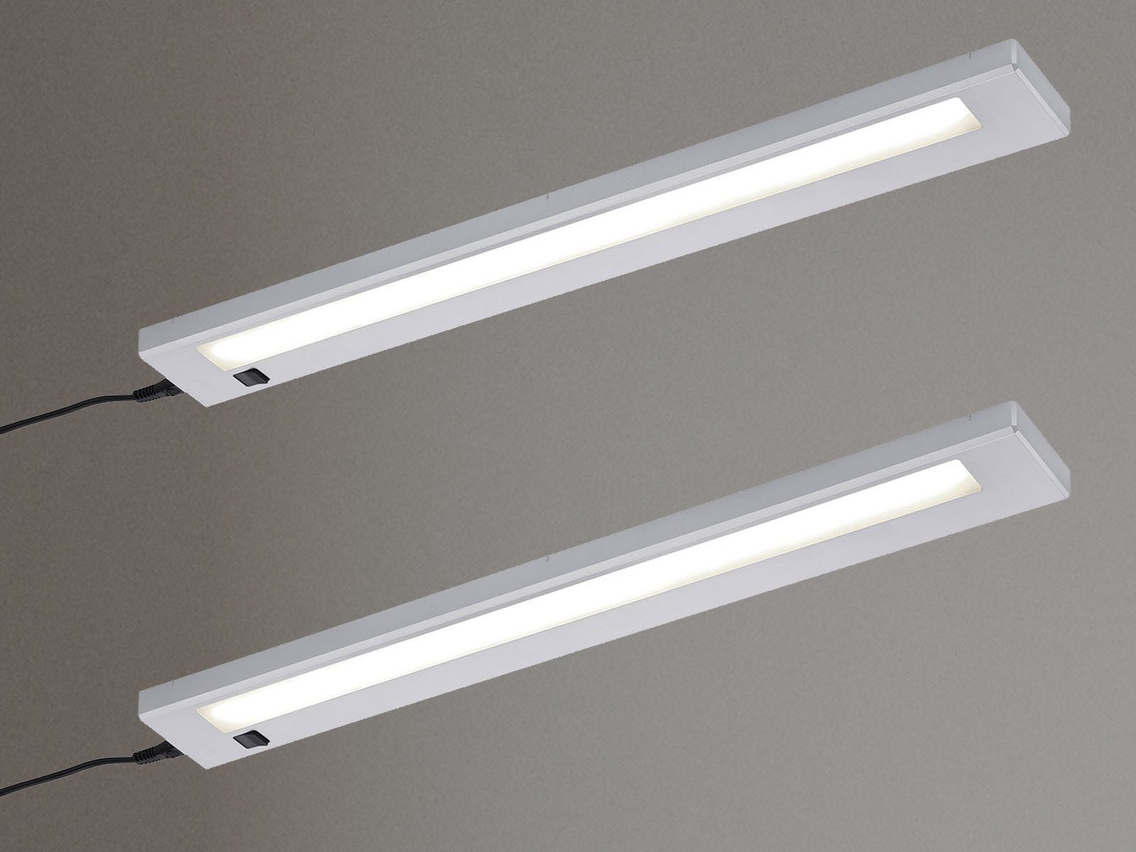 meineWunschleuchte LED Unterbauleuchte, 230V Direktanschluss, LED fest integriert, Warmweiß, 2er SET Küchenleuchten Lichtleisten, Unterschrank-Leuchten Küche 55cm