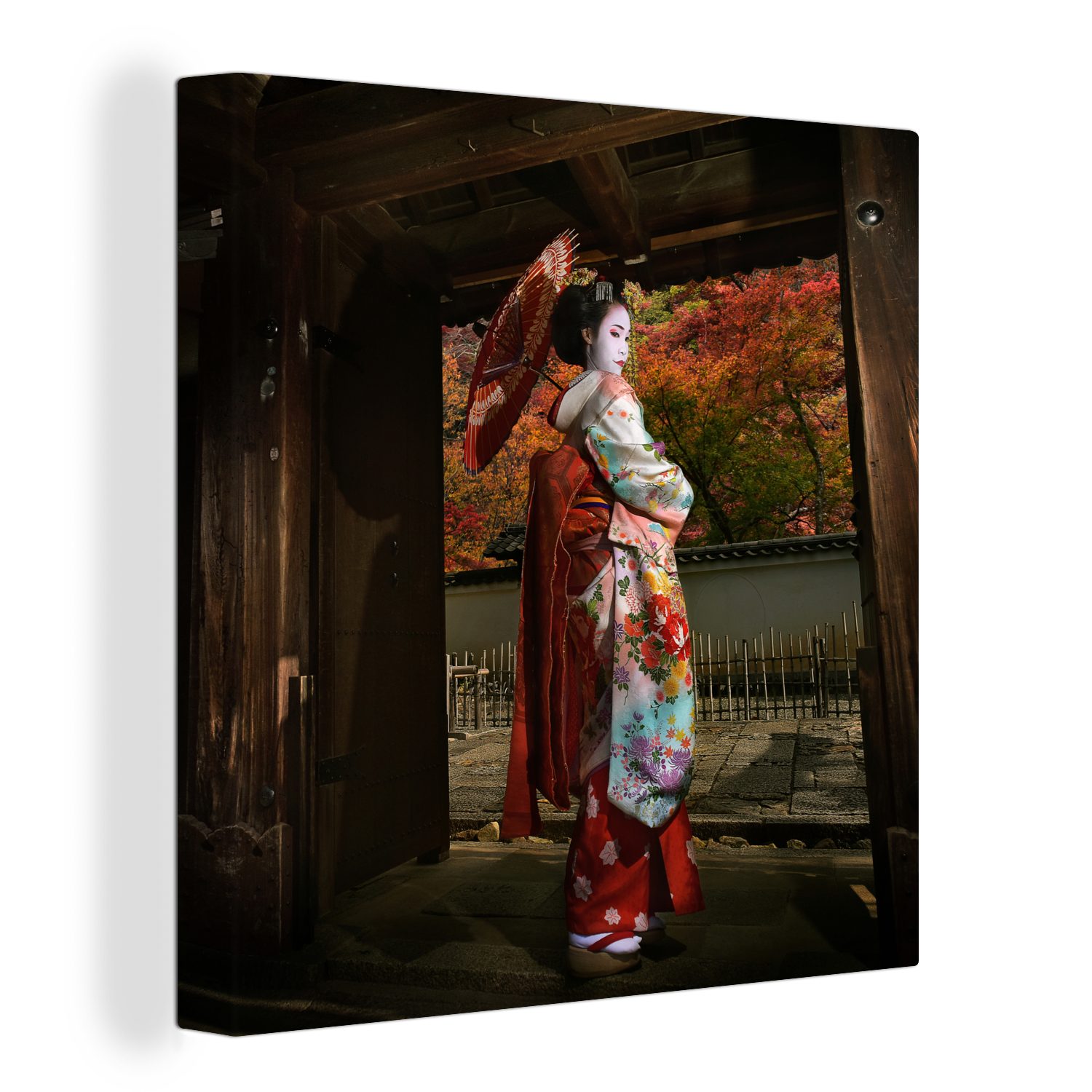 OneMillionCanvasses® Leinwandbild Geisha in Gion in Japan, (1 St), Leinwand Bilder für Wohnzimmer Schlafzimmer | Leinwandbilder