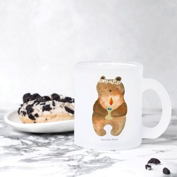 Mr. & Mrs. Panda Teeglas Bär Kommunion - Transparent - Geschenk, Teebecher, katholisch, Teegla, Premium Glas, Liebevolles Design