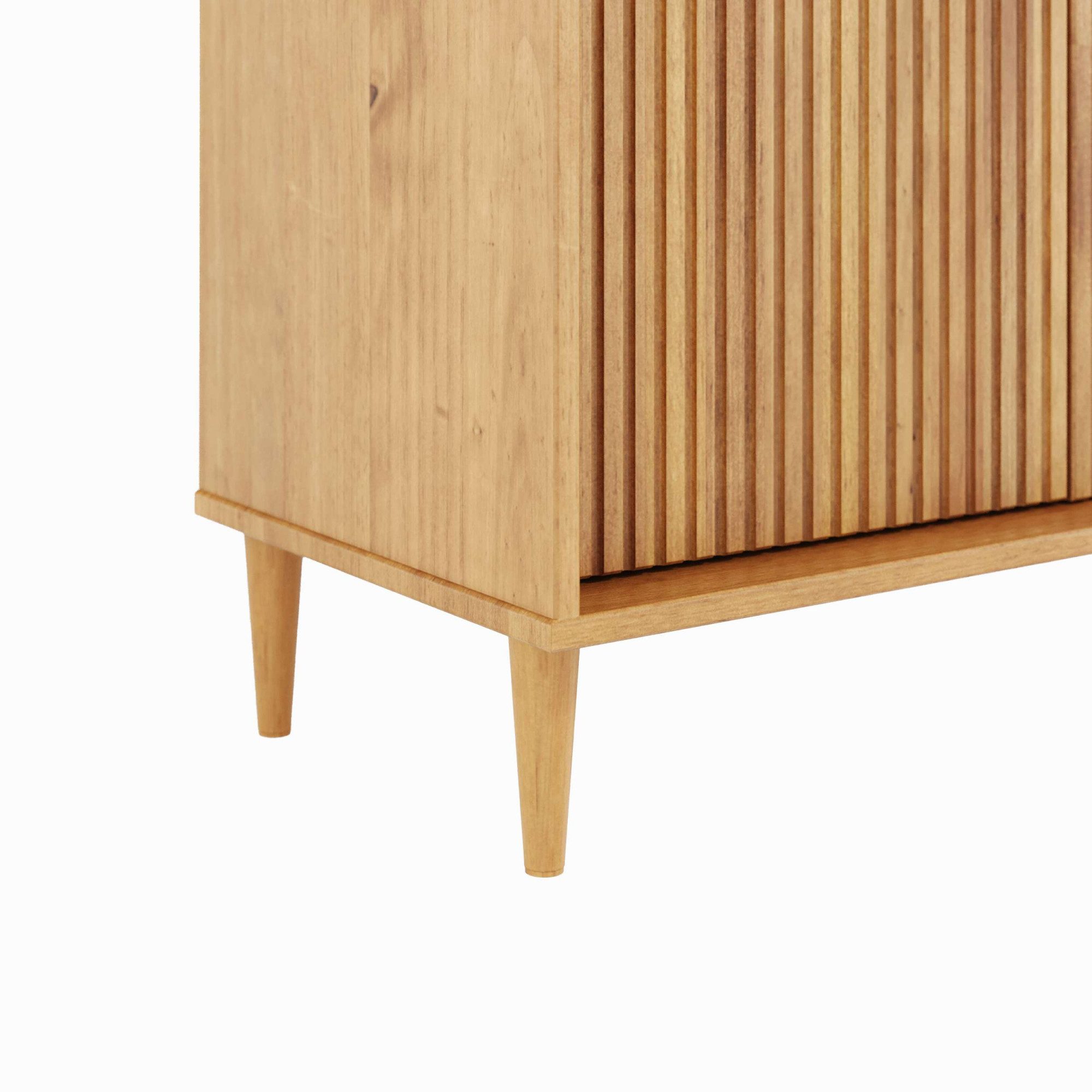OTTO home Vitrine Malmedy Front mit gefrästen Rillen aus massivem Kiefernholz, Push-to-open, FSC, Breite 80 cm, Höhe 180 cm