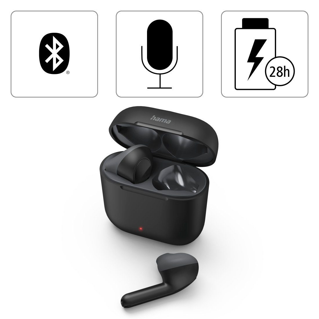 Google Mikrofon) Bluetooth, Bluetooth® HSP, Earbuds, Assistant, Berührungssteuerung, Sprachsteuerung, True Bluetooth, Bluetooth-Kopfhörer schwarz Kopfhörer Siri, PBAP, SPP, Wireless, integriertes AVRCP Apple (Freisprechfunktion, Autopairing, HFP, A2DP Assistant, Hama Siri Google