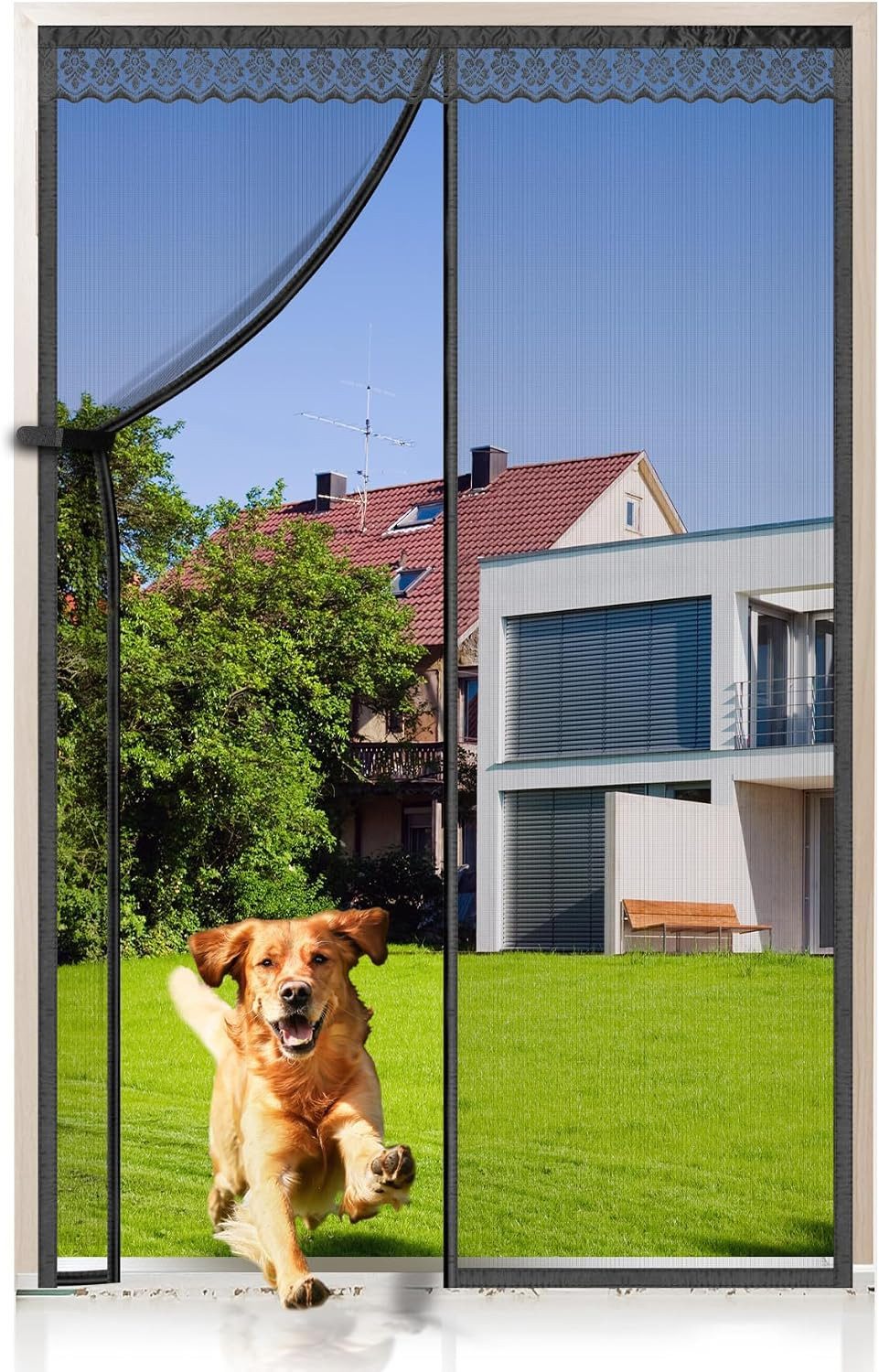 EXTSUD Insektenschutz-Vorhang Fiberglas Magnet Fliegengitter Tür ohne Bohren 75x210 cm, (Automatisches Schließen, Magnetischer Fliegenvorhang Moskitonetz), Insektenschutz für Balkontür Kellertür Terrassentür Klebemontage