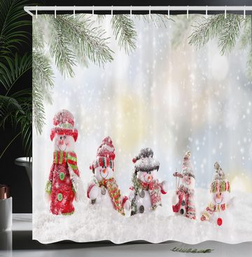 Abakuhaus Duschvorhang Moderner Digitaldruck mit 12 Haken auf Stoff Wasser Resistent Breite 175 cm, Höhe 180 cm, Weihnachten Kleine Schneemann im Schnee