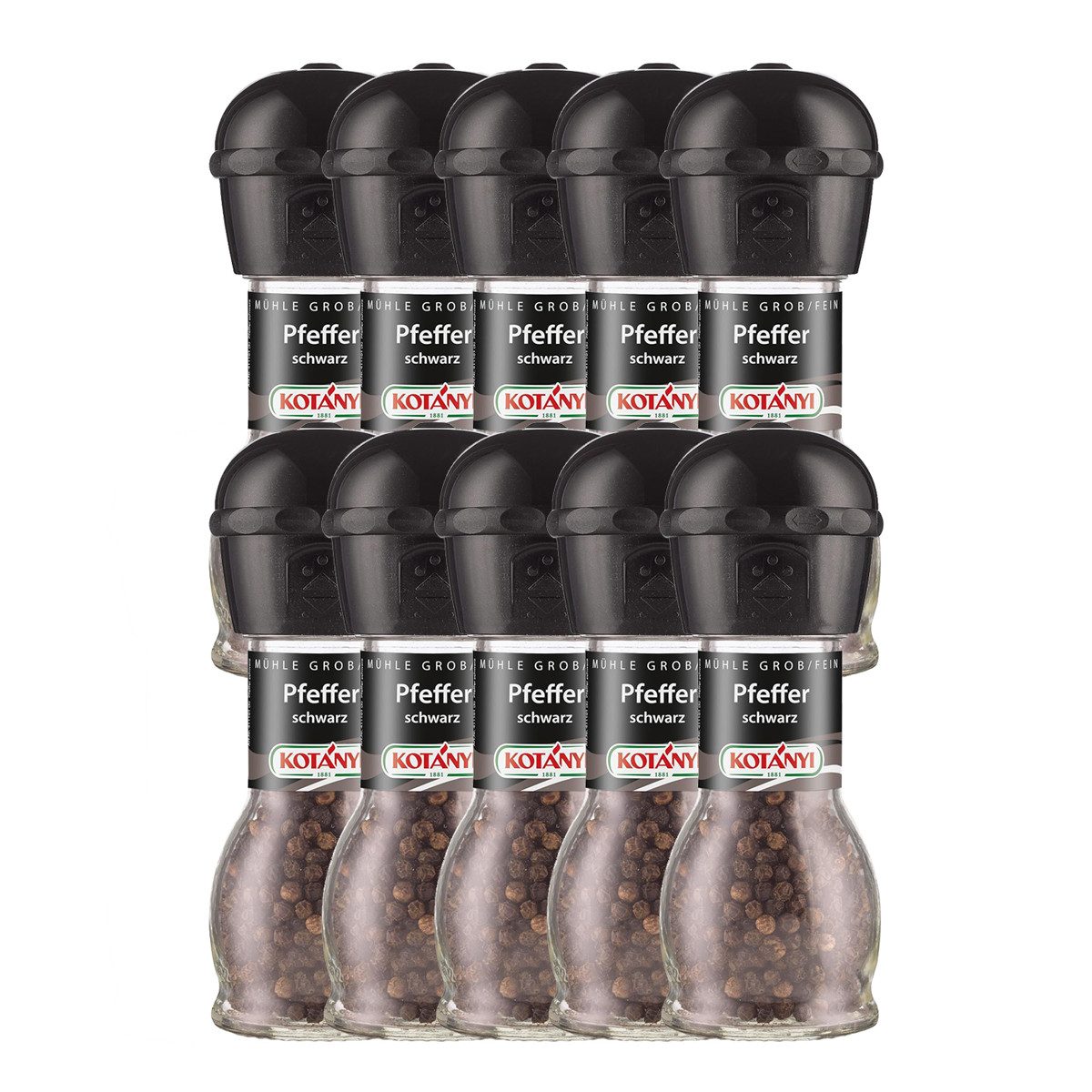 KOTANYI Gewürz, Kotanyi Pfeffer Mühle grob feinen Pfeffer schwarz 36g 10er Pack