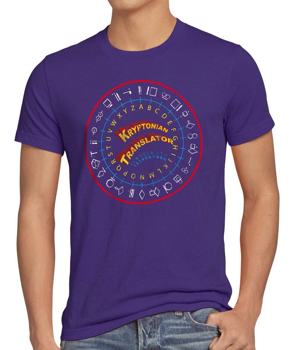 style3 Print-Shirt Herren T-Shirt Sheldon Kryptonian Translator Big Theory Cooper Bang Super Man lila