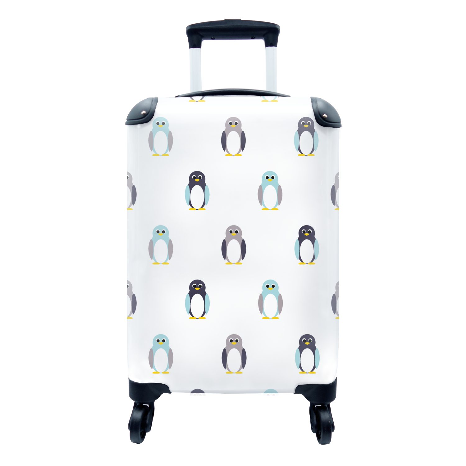 MuchoWow Handgepäckkoffer Gestaltung - 4 Ferien, Trolley, Reisetasche Pinguin, - Rollen, mit Tiere Reisekoffer Handgepäck rollen, für