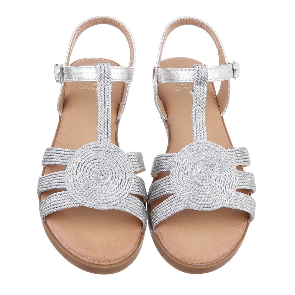 Ital-Design Damen Freizeit Riemchensandalette (86706431) Blockabsatz Riemchensandalen in Silber