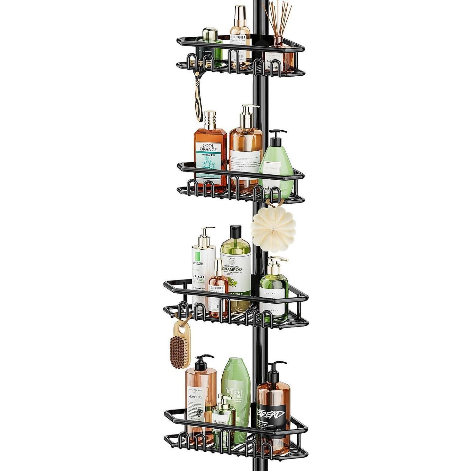 LuxusKollektion Teleskopregal Teleskop Duschregal 157-290cm Schwarz, 1-tlg.