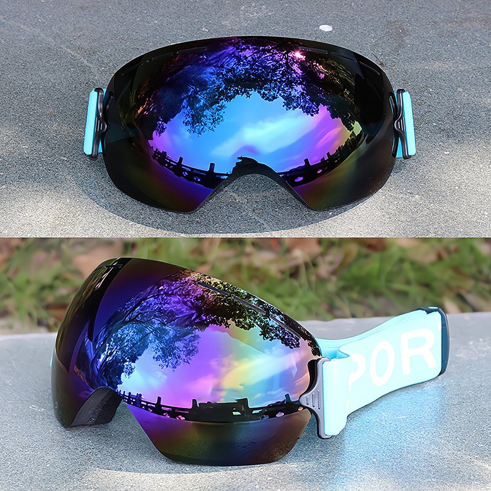 PACIEA Skibrille Ultraleichter großer kugelförmiger Einschicht-Antibeschlag blau