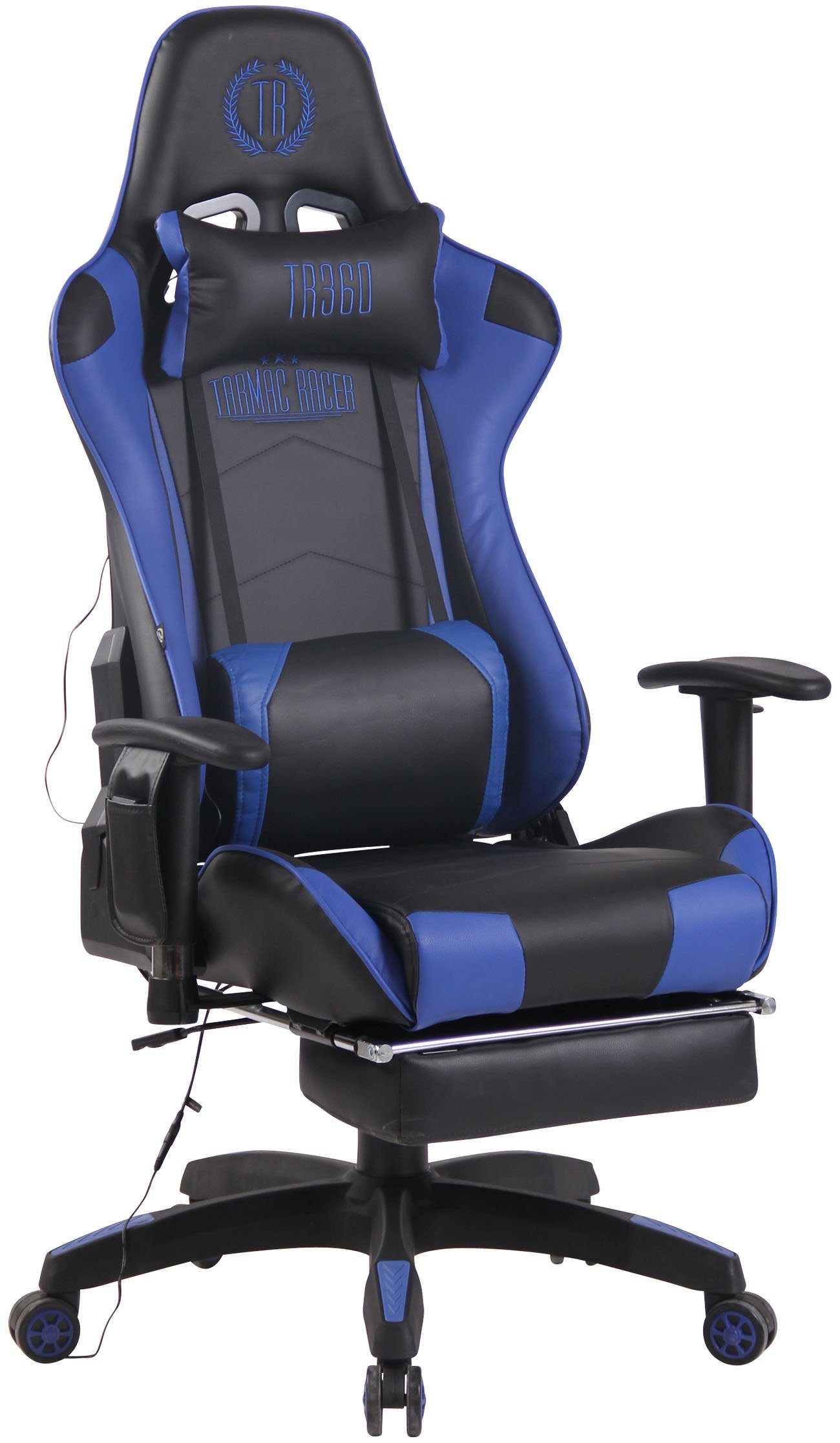 CLP Fußablage schwarz/blau XFM Turbo Kunstleder, Massagefunktion, Gaming Chair