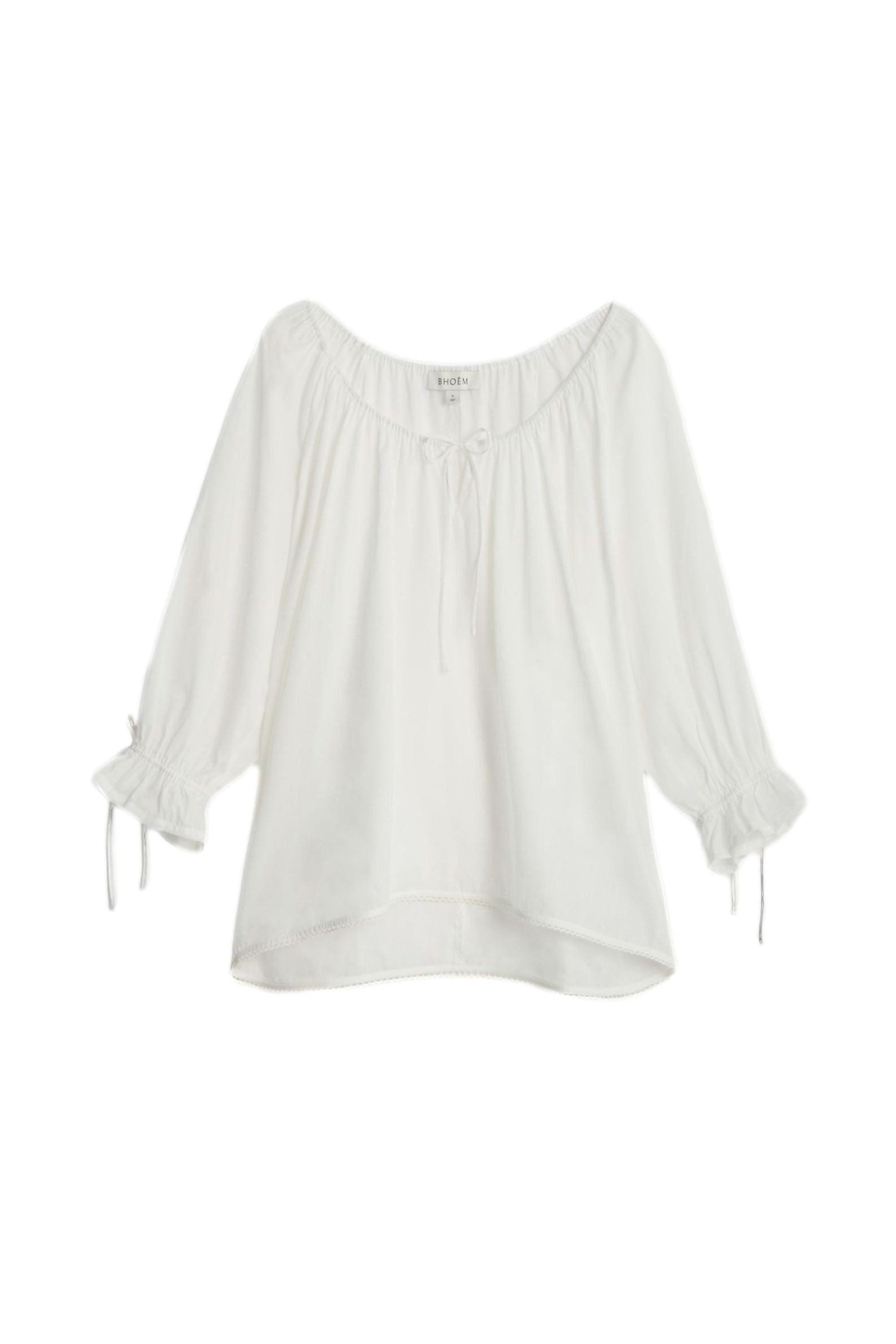 Bhoem Spitzenbluse Bluse mit U-Ausschnitt und Spitzenbesatz (1-tlg)
