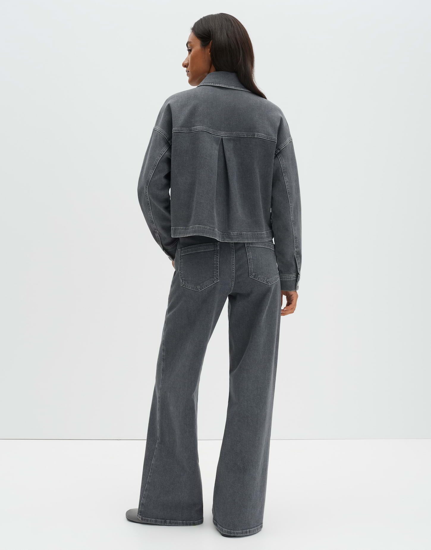 someday Jeansblazer NIANDRA Regular aus BCI Cotton Mix leicht ausgestellt geschnitten, verkürzte Länge, elastischer Stoff