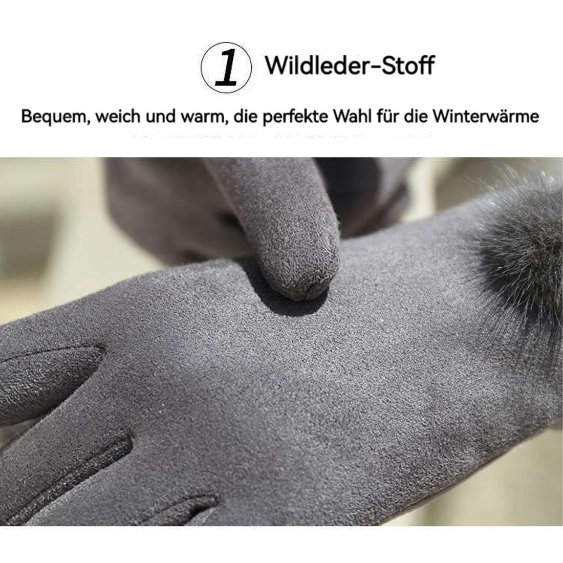 DÖRÖY Fleecehandschuhe warme gepolsterte Kaffee Damen Handschuhe, Touchscreen-Handschuhe Wintermode