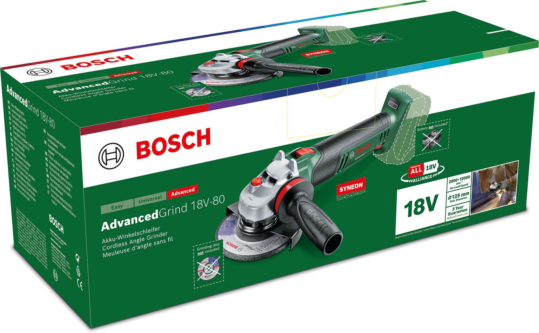 Home Akku Garden Akku-Winkelschleifer Bosch 18V-80 & und solo, AdvancedGrind - ohne Ladegerät