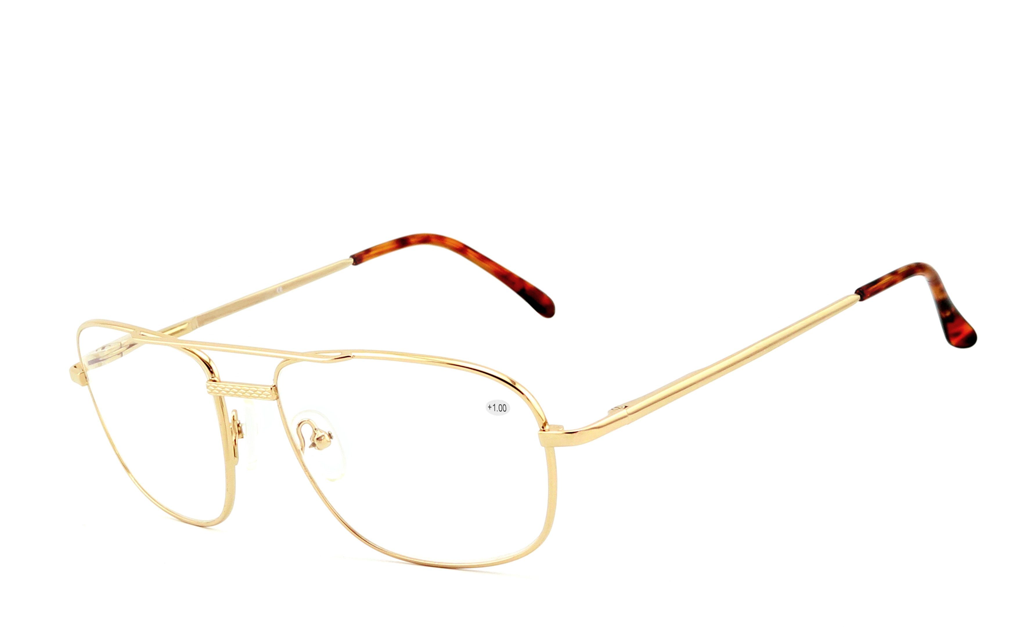 EYESTUFF Lesebrille Brillenbügel gold, Flex-Scharnieren Lesebrille hochwertigen 008 mit