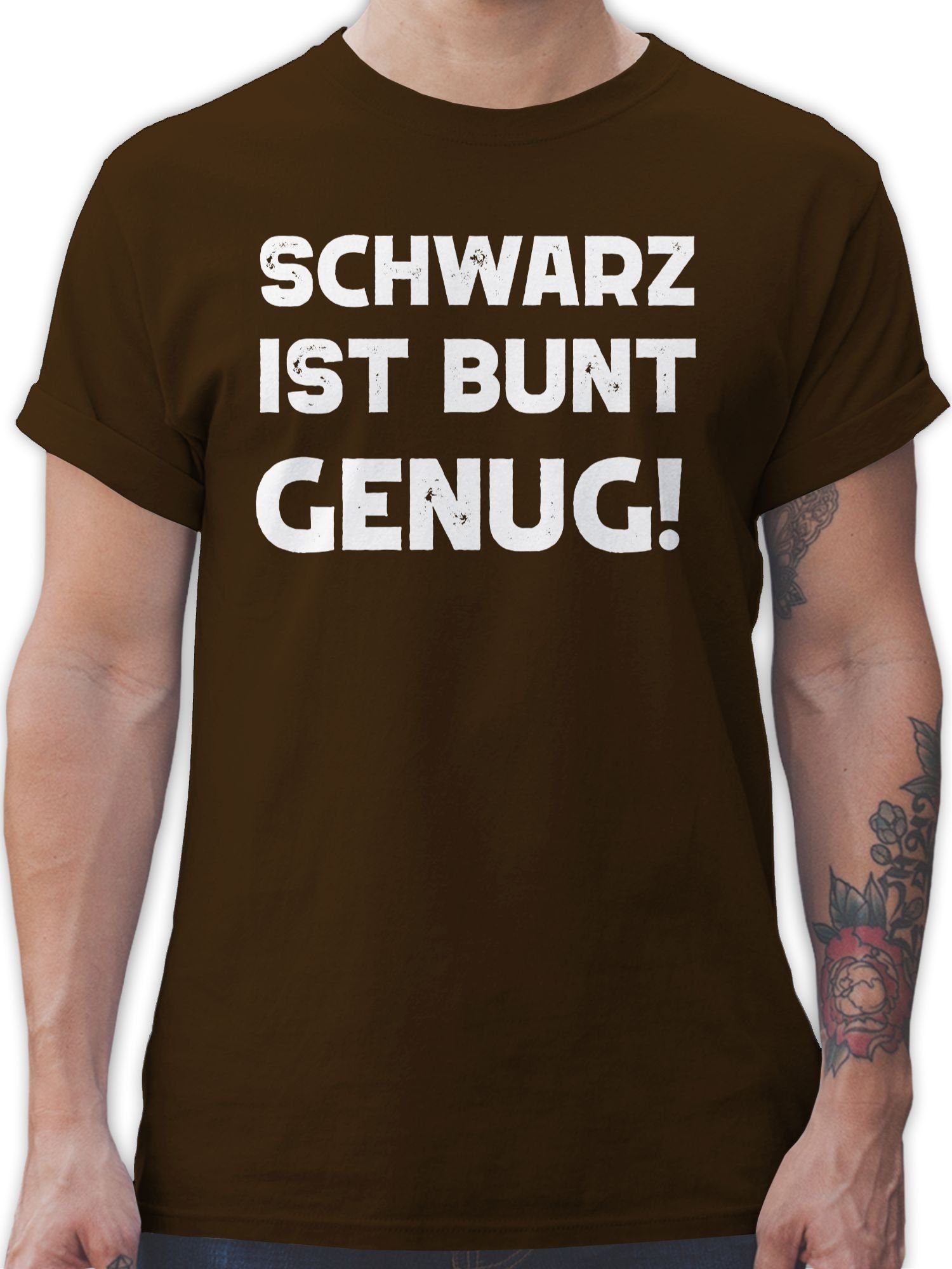 ist Shirtracer Statement genug weiß Schwarz Sprüche bunt mit 3 Spruch Braun T-Shirt