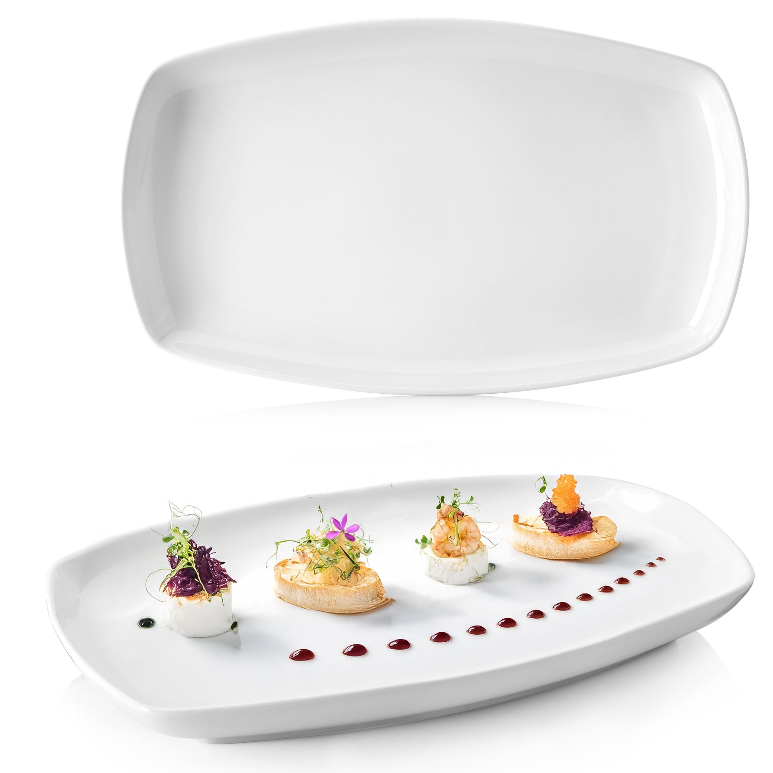 SÄNGER Servierplatte Set Bilgola, Weiß, Porzellan, (Set, 2-tlg., Servierplatten-Set), 2 Personen, Premium Collection