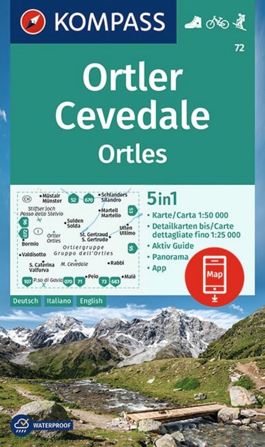 KOMPASS Wanderkarte 72 Ortler/Ortles, Cevedale 1:50.000 / diverse