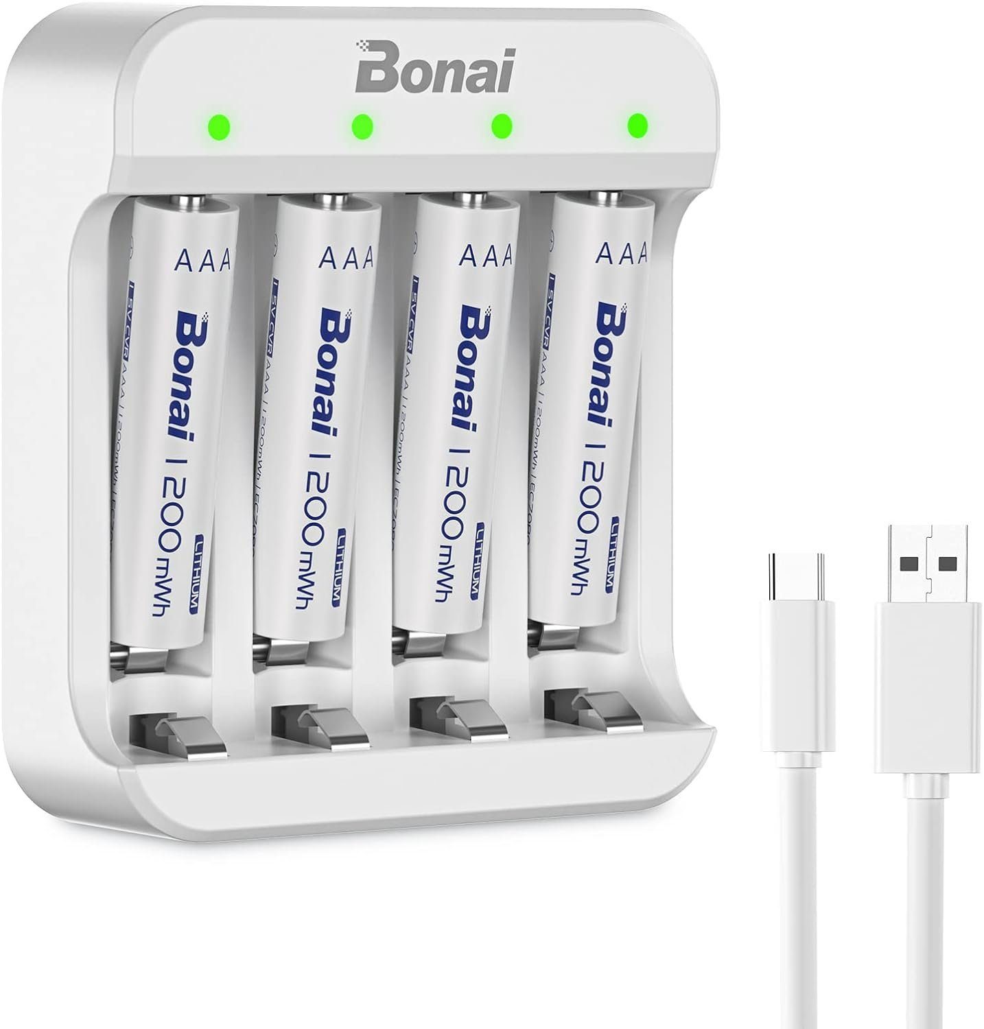 Daskoo 1.5V AAA Batterien 1200mWh Wiederaufladbare Lithium Akku Ladegerät Akku-Ladestation